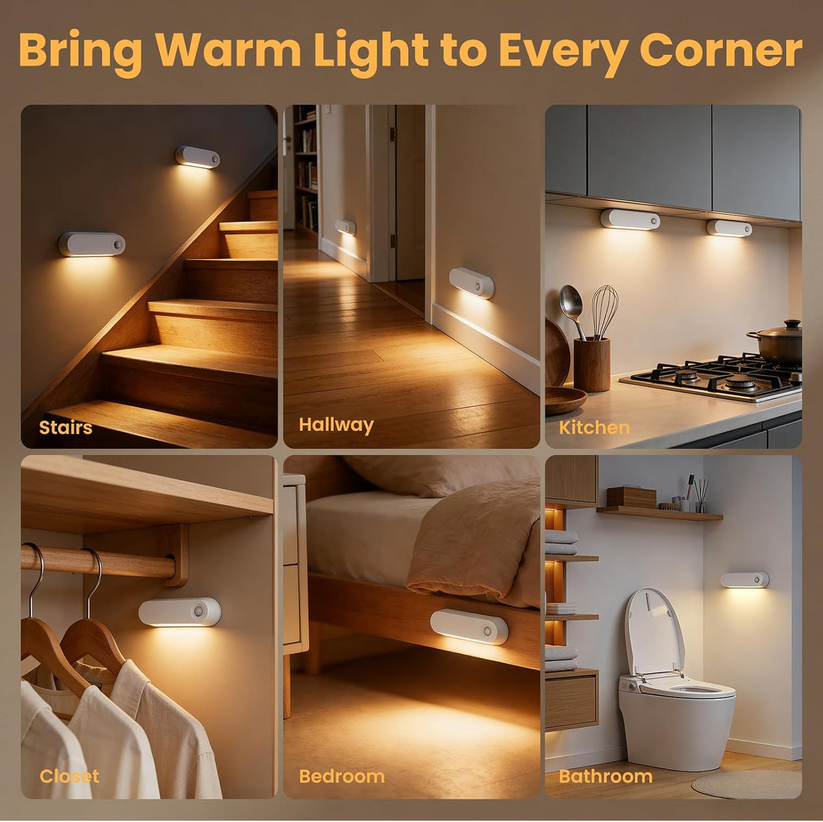 Motion Sensor Night Light, 1800Mah Battery Operated Lights, 80LM